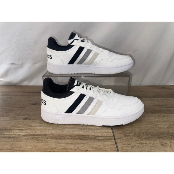 Adidas Hoops 3.0 Basketball Shoes Men's Size 11 White Black Gray Sneakers